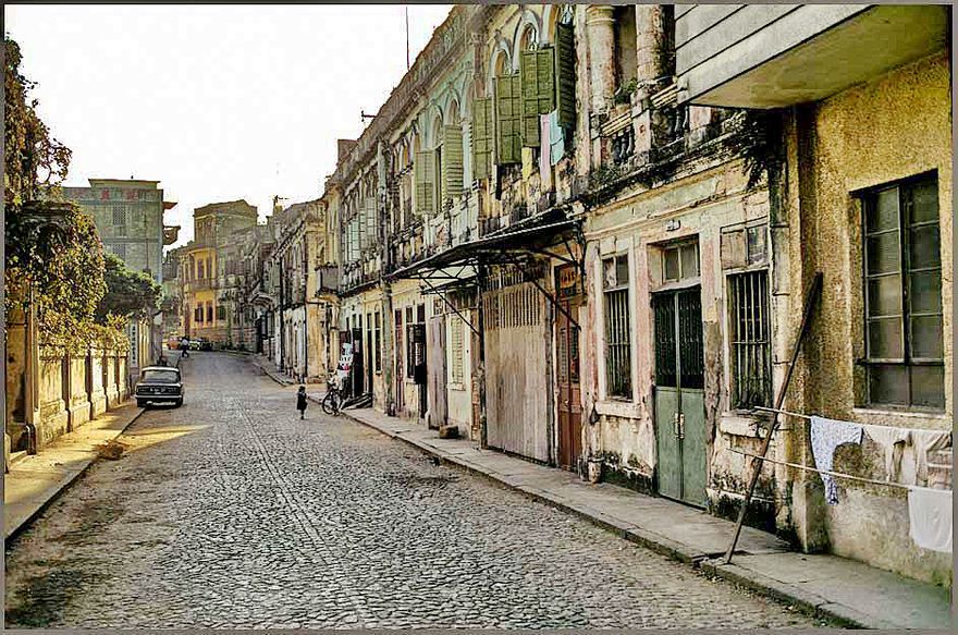 1973-17-051 One of the colourful old cobbled stone streets of Macau. (Photography © Karsten Petersen)