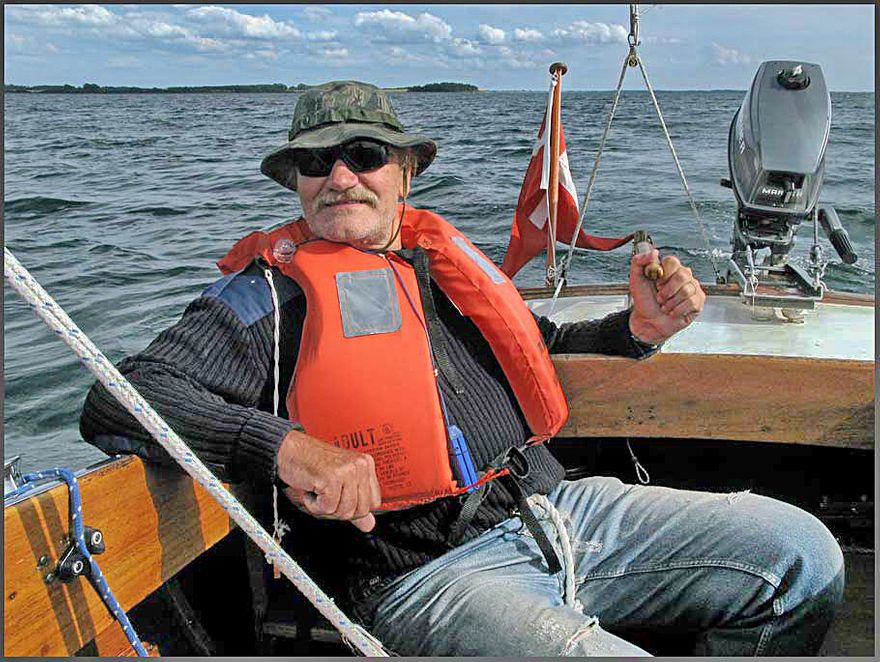 The Webmaster - Karsten Petersen - in his classic Nordic Folkboat - 