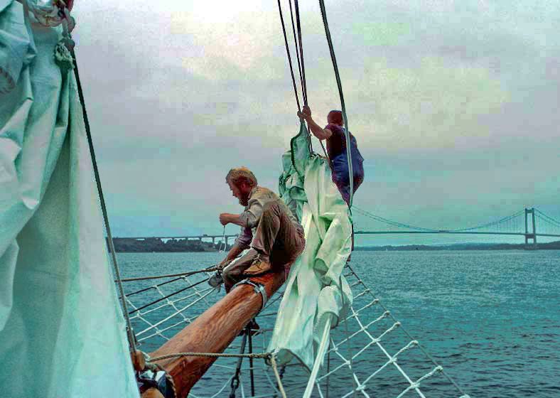 - while the crew is working on the rigging, - preparing to set sails.