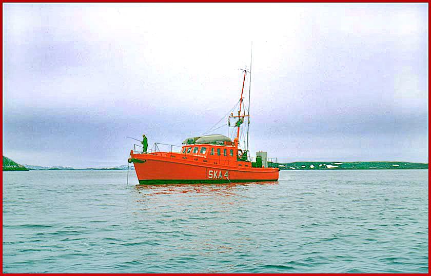 SKA 4 at anchor at a remote island where a 