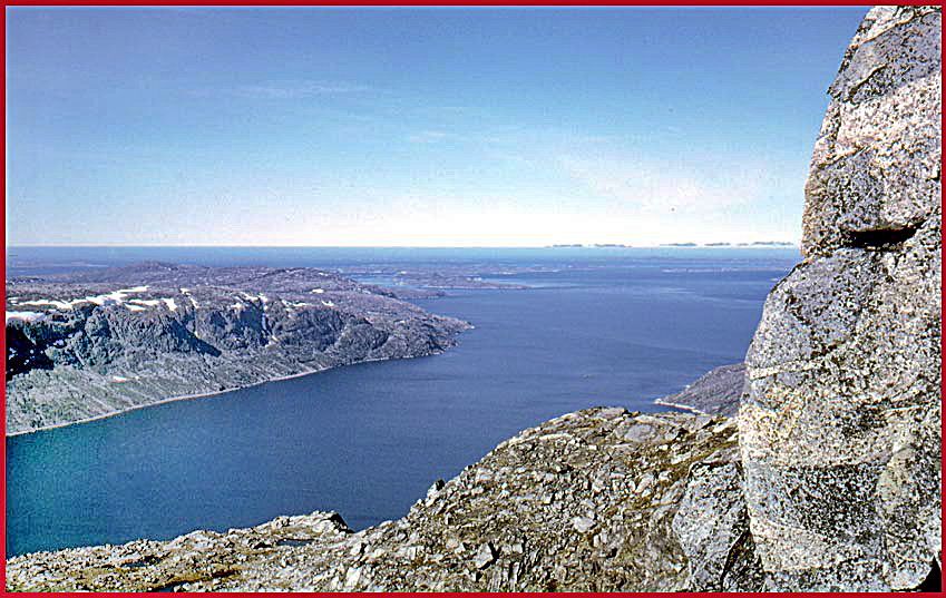 View from the top - the entrance of the fjord - (Photography by Karsten Petersen ©)