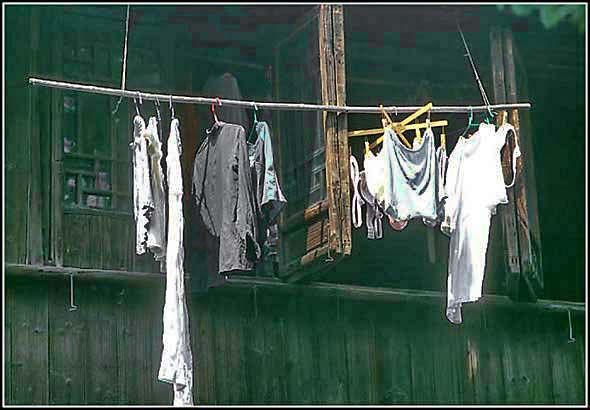 2002-33-H24  - Clothes-line  -  in front of some very beautiful windows - - -