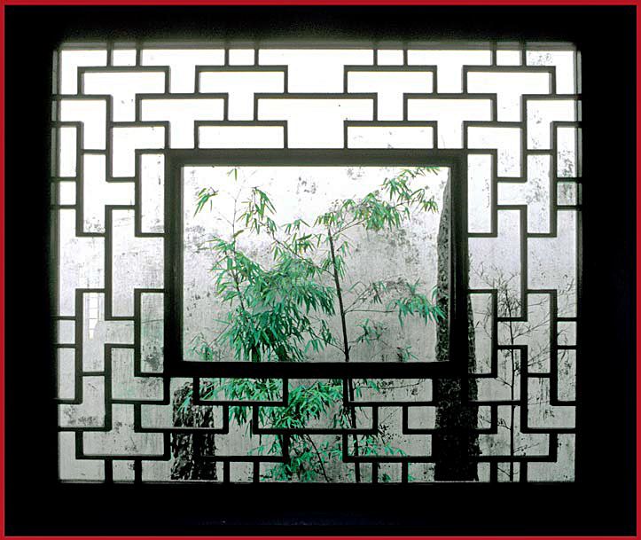 2002-32 H35  - - rocks and bamboo in perfect harmony, - as seen through a window - (Photo- copyright: Karsten Petersen)