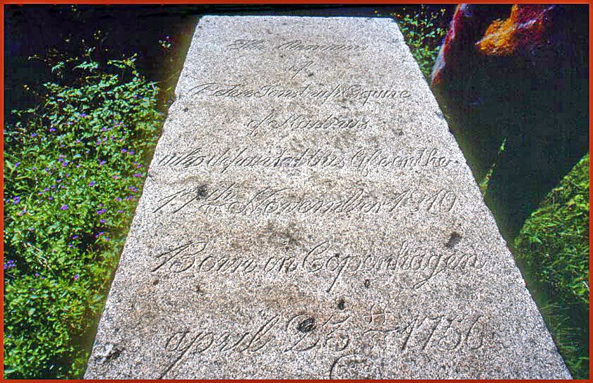 2003-11-003  - Here the tomb stone of another Danish gentleman, - Mr. Peter Tonstrup - born in Copenhagen in 1756, and buried here on the China Coast in 1810. -  (Photo- and copyright: Karsten Petersen)