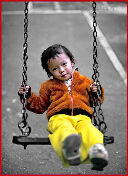 1973  - Toto Wong, - my absolute favorite. - having fun with me at the playground downstairs - (Photo- and © Karsten Petersen)
