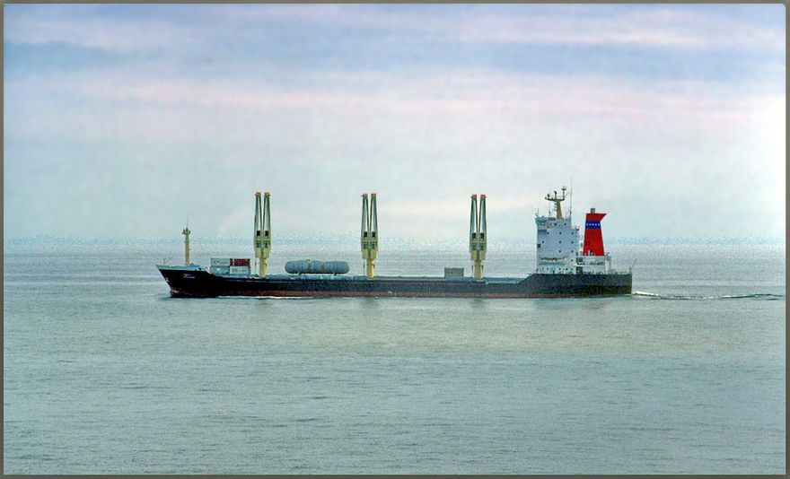 Unknow dry cargo ship photographed in the Malacca Strait 1986  -   (Photo- and copyright:  Karsten Petersen ©)